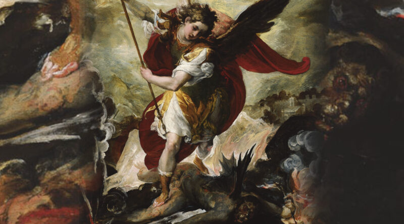 Archange Michael overthrowing Lucifer